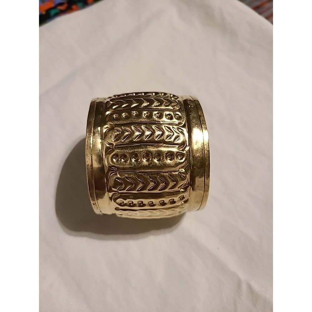 VTG Wide Cuff Bracelet, Modern Gold Cuff Bracelet, Brass Made In India tribal 2"